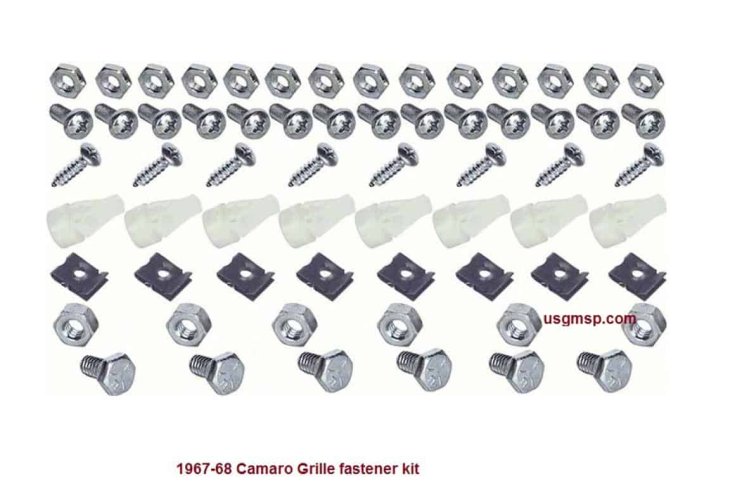 Grill Fastener Kit: 67-68 Std & RS Camaro