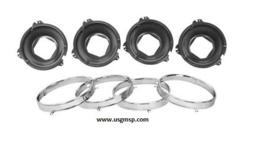 Headlamp Rims & Bucket set 64-70 Various Camino