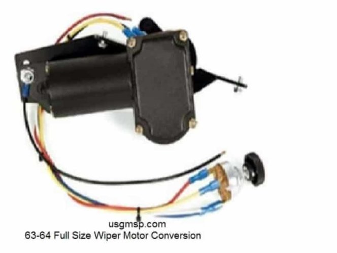 Wiper Motor: 63-64 Chev USA Full Size - New Electric