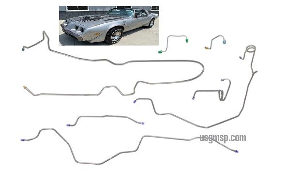 Brake Line Kit: 79-80 Trans Am Disc Disc STEEL 7 Pce kit