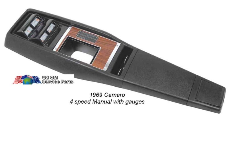 Console Assembly: 69 Camaro 4sp WITH gauges.