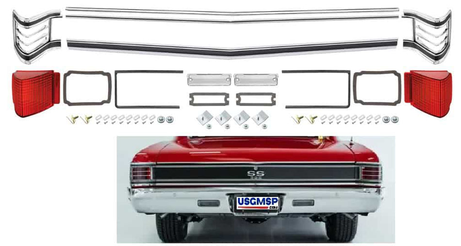 67 Chevelle REAR molding & lens kit