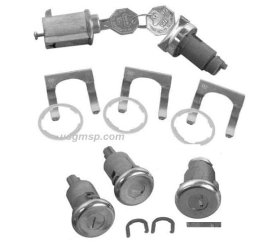 Lock Kit: 61-62 Impala (USA), Ign,Drs, GB & Boot (Long Shaft)