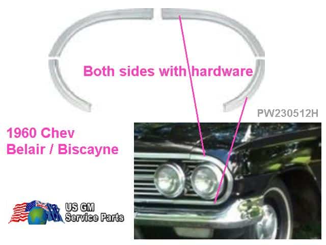 60 Chev Bel Air Fender eyebrow Molds (Belair) pr