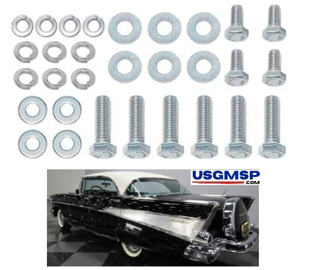 Hood hinge bolt kit: 1957 Chevrolet all cars.