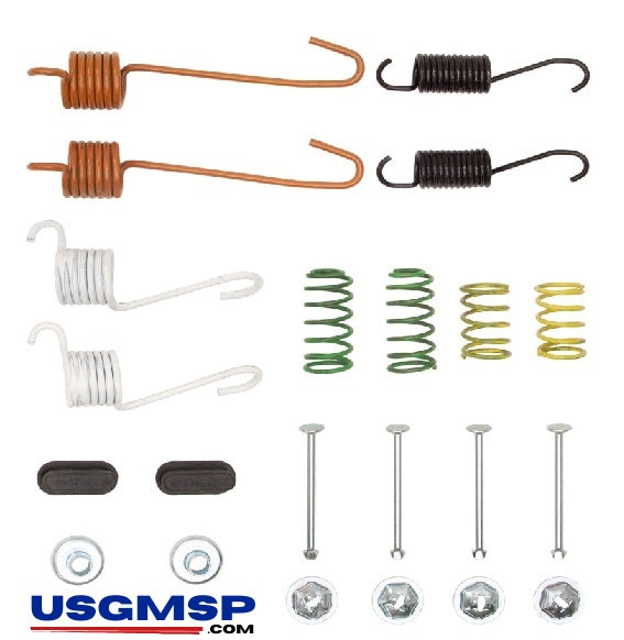 Brake Shoe Hold Down KIT: 71-76 GM Full size Chev, Pontiac, Buick etc BIG CARS - w/ 11" REAR drum ** See List **