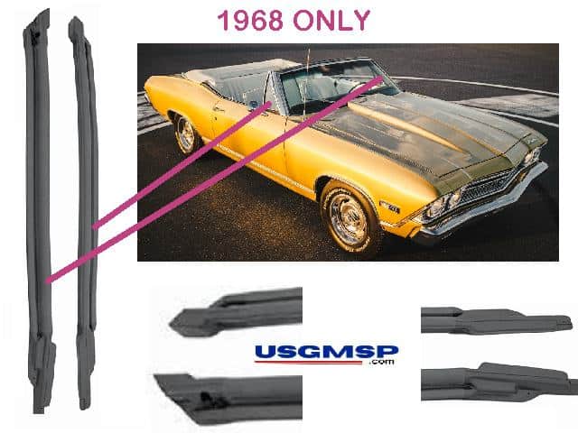 Pillar Post Seals: 1968 Convertible GTO, Chevelle, Skylark, Cutlass Le Mans Malibu (pr)