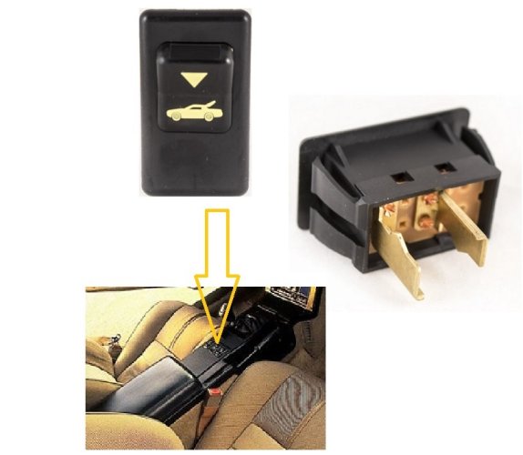 Trunk Release Switch 90-92 w/ Yellow Graphics