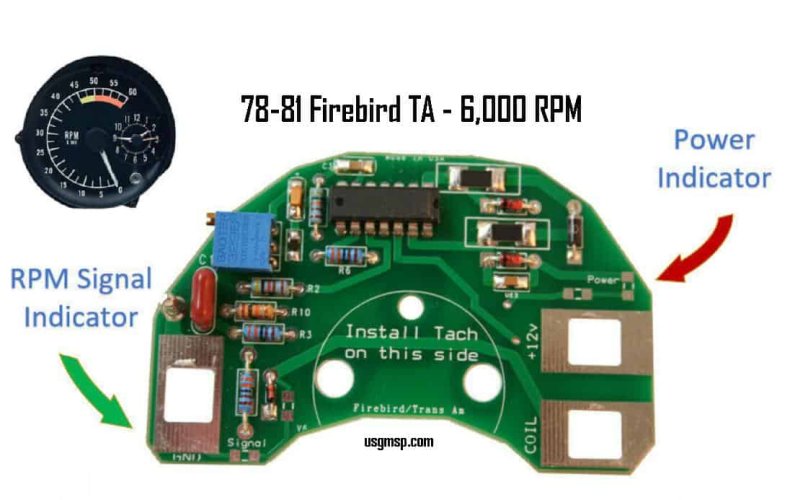 Printed Circuit: TACHO 78-81 Firebird TA 6k rpm