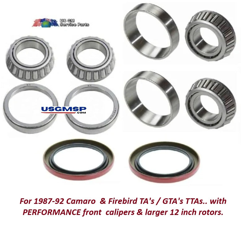 Wheel Bearing & Seal Kit FRONT: 87-92 Camaro Firebird TA  - w/ Performance Calipers **