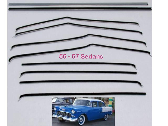 Window Felt Kit: 55-57 Chev / Pontiac 4 Dr Post SEDAN - Auth.