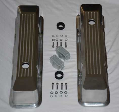 Rocker cover set: Chev 1958-86 SB alloy Tall Style 3-11/16 Height