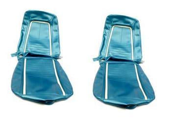 67 Camaro Seat trims, FRONTS Bright Blue DELUXE set