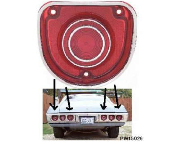68 Chevy Impala - Caprice Tail Light Lens (ea)