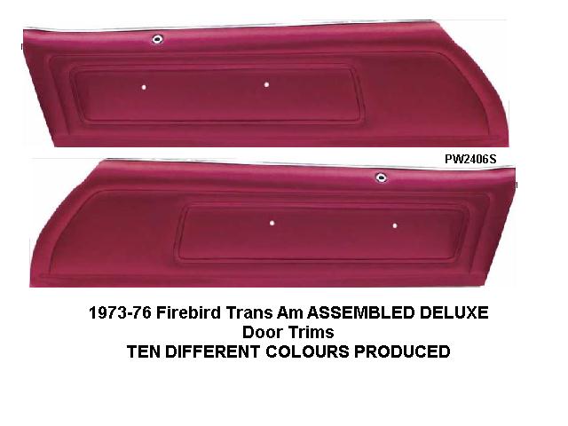 Door Trims: 1973-76 Firebird TA - Assembled - Custom Deluxe - Choose Colour