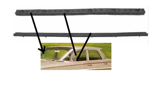 Vent Window Seal: 61-62 Full size - 4 or 2 door Post Sedan / Wagon  Vent DIVISION Vertical Seal Set