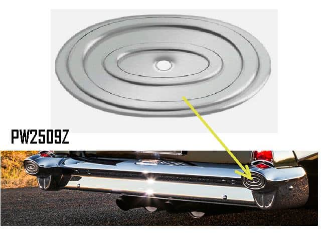 1957 Chev  Reverse Lamp Delete - bumper hole lamp cover PLATE (ea)