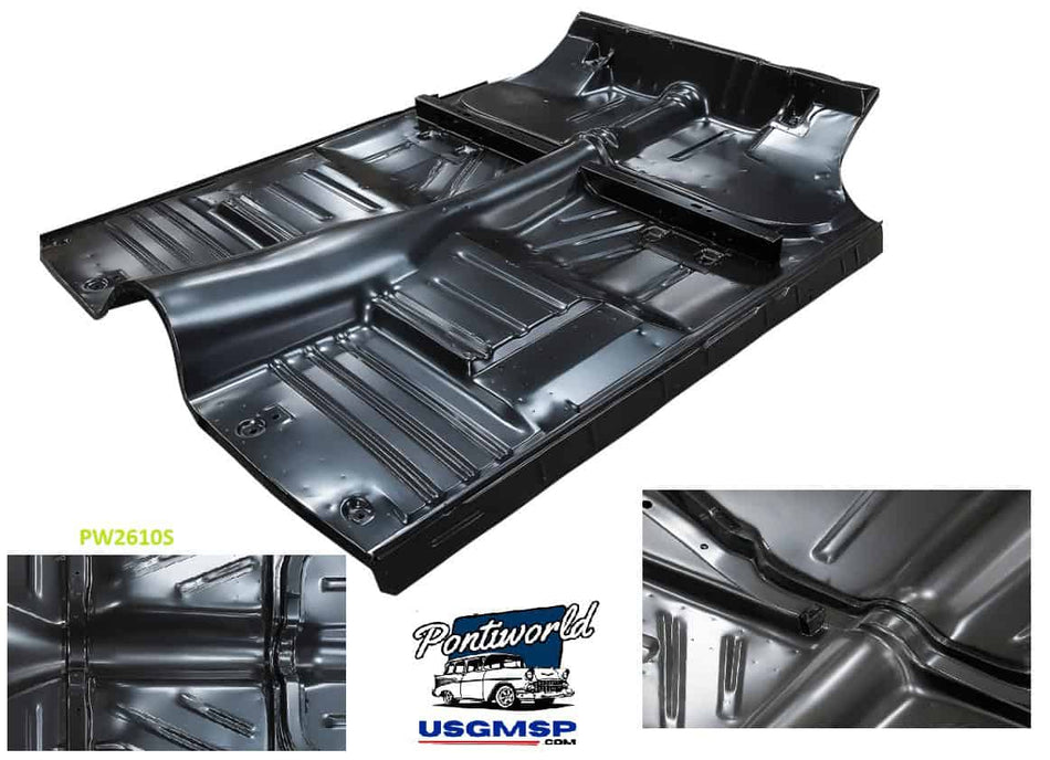 Floor Pan Complete Assembly: 55-57 Chevrolet 2 door hardtop - with braces