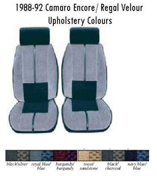 Seat Trim: 1988-92 Camaro "Encore - Regal" velour upholstery set