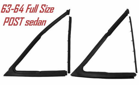 VENT window seal kit: 63-64 2 & 4 Door POST Sedn  & 1964 El Camino