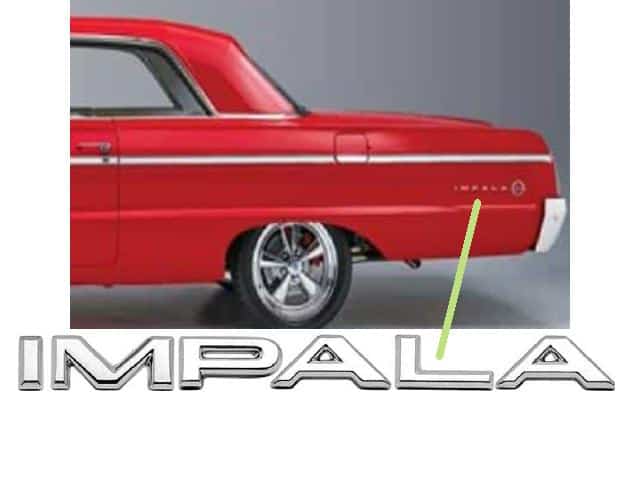 64 Chev Impala Side Rear 1/4 "IMPALA" Letter