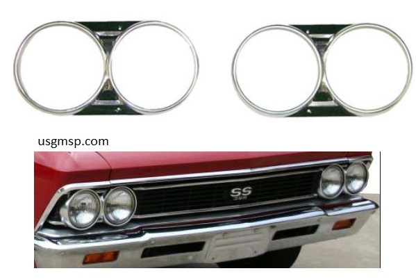 66 Chevelle El. Headlamp Rims (PR)