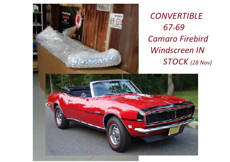 Glass Windscreen: 67-69 F Convertible