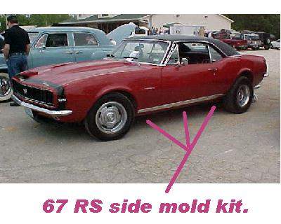 67 Camaro: RS Side molding kit