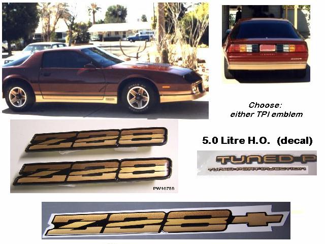1985-86 Camaro Z28 Exterior Graphics & Emblems Kit (Gold)