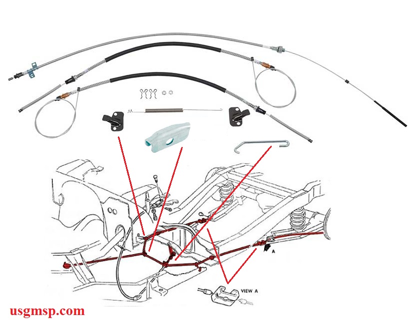 Cable kit: Handbrake 70-74 Camaro & Firebird TA