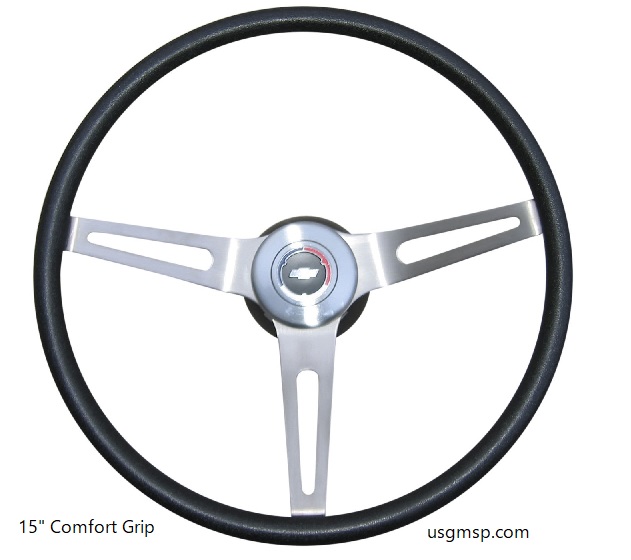 Steering Wheel: Comfort Grip Black 15" W/Fitting kit