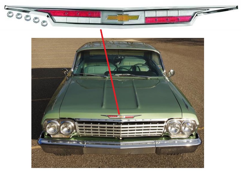 62 Chev Belair, Impala FRONT hood emblem