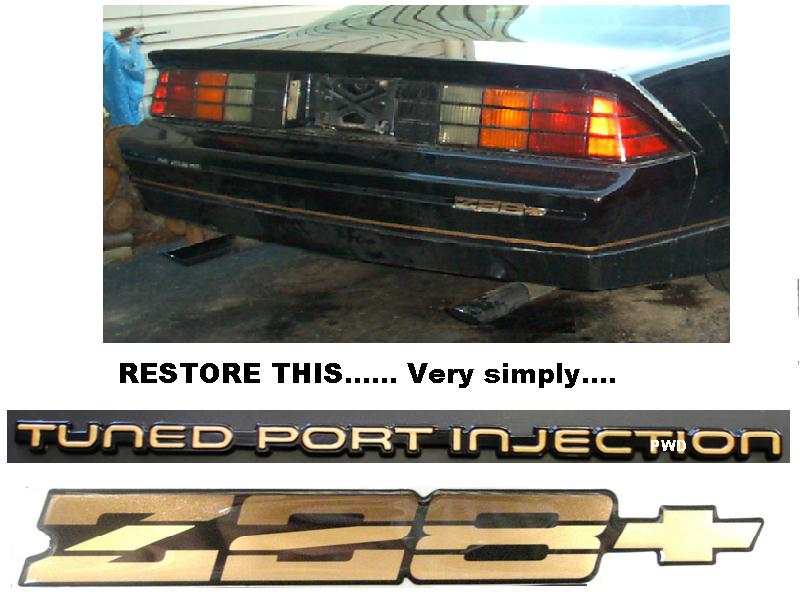 Embelm Set: 85-90 Camaro Rear Bumper in GOLD