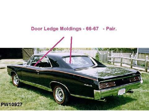 66-67 GTO: Door Molding outer (pair)