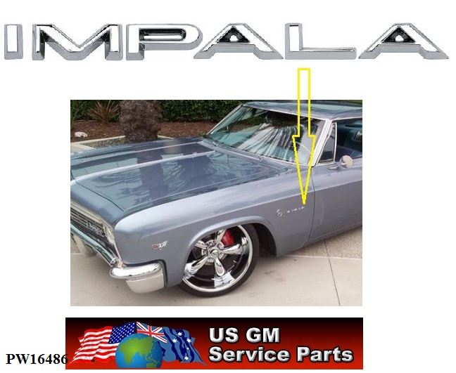 66 Chev: "Impala" fender emblem set (1 side)