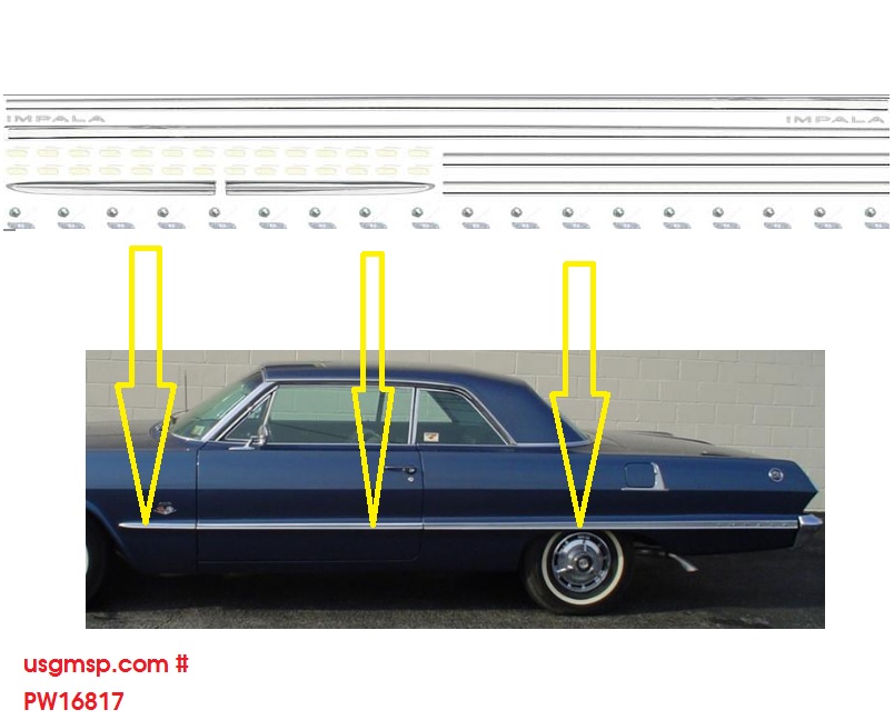 63 Chev Impala 2 Dr SIDE molding kit