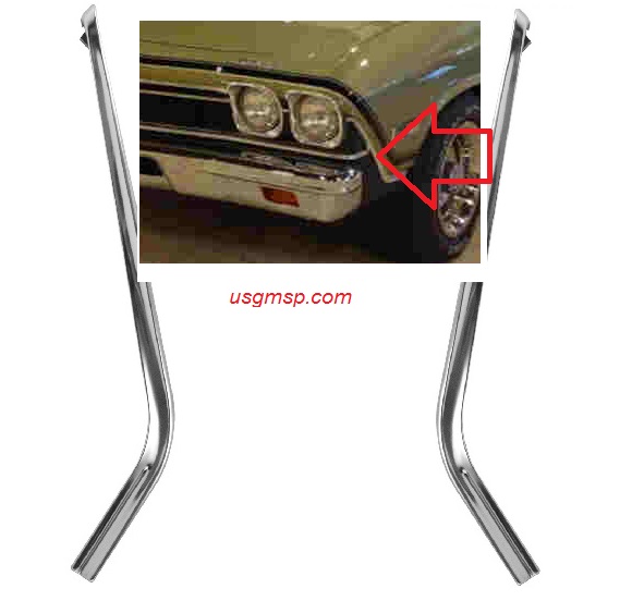 68 Chevelle / El Camino Grille Molding extensions OUTER  (PR)