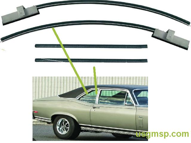 68-72 Nova rear side 1/4 window Channels