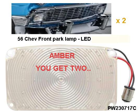 56 Chev Belair/ Full size LED Front Park Lamp (pr)