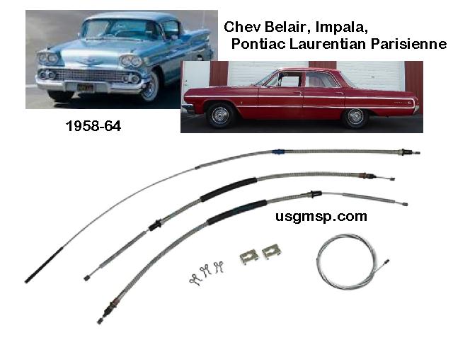 Handbrake Cable KIT: 58-64 Chev Imp/ Belair /