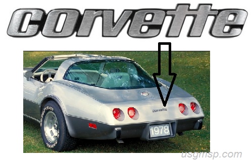Emblem: 76-79 Corvette - "Corvette" rear 76-79