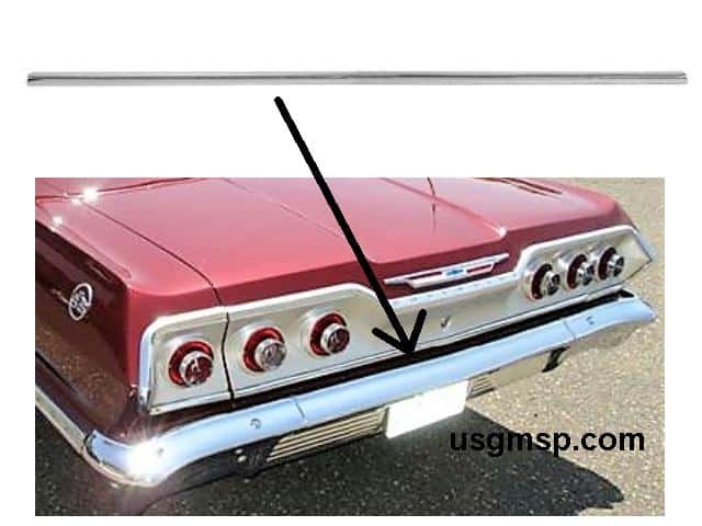 63 Chev Trunk Lid LOWER Molding