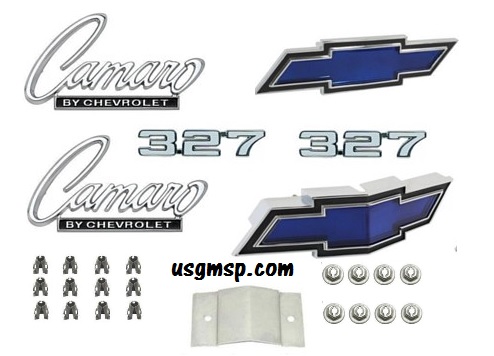 1 Emblem Kit: 69 Camaro Standard Emblem 327 Kit