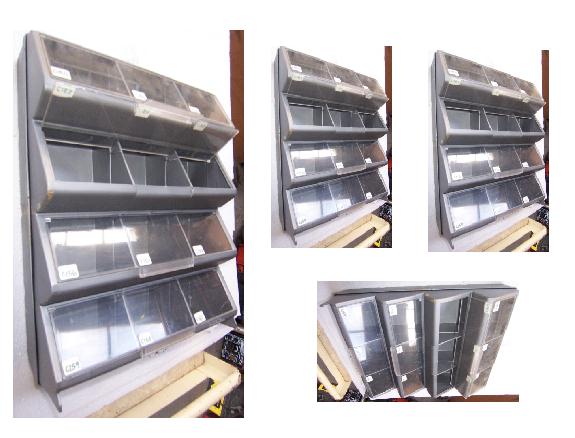 SOLD: Bargain: Parts Bins.. 4 x 12 compartment bins..used