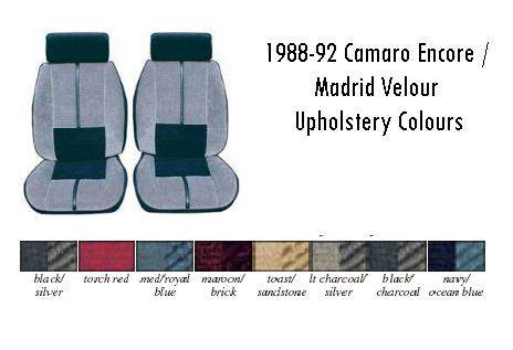 Seat trim: 1988-92 Camaro "ENCORE" Deluxe Velour Upholstery set