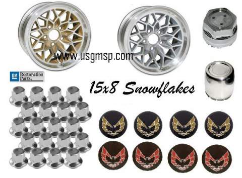 A Wheel Rim Kit: Pontiac Snowflake 15 x 8" W/accessories (4)