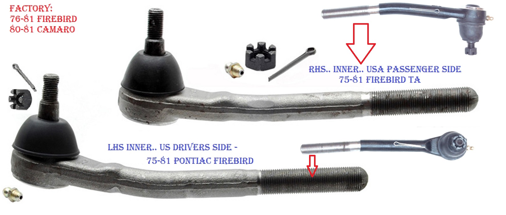 Tie Rod: Inner 76-81 Firebird TA (ea)