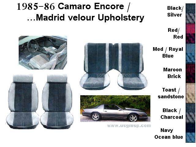 Seat Trim Kit: 85-86 Camaro Encore Velour