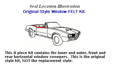 Window Felt Kit: 68-69 Camaro / Firebird Convertible AUTHENTIC (8 Pce)