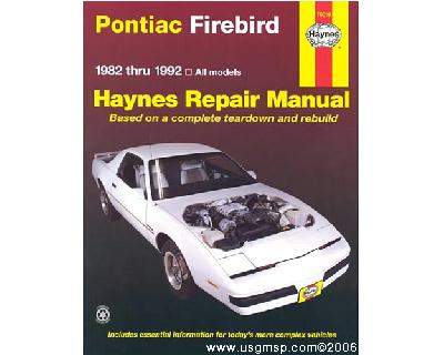 Service Manual 82-92 Firebird & Trans Am